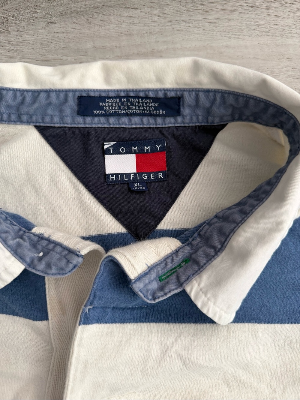 Tommy Hilfiger Blue, White & Yellow Horizontal Stripe Rugby Polo - Picture 2 of 5